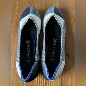 Rothy’s Round Toe Ballet Flat - Black Cream - Retired Print - size 9.5